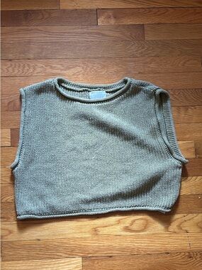 ASOS Cropped Knit Tank Top in Light Khaki